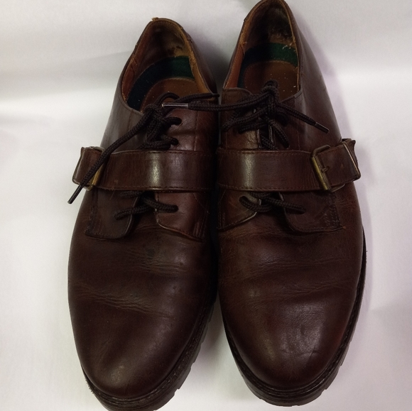 Vintage Polo Ralph Lauren Leather Oxfords Dress Shoes Brown Lace Buckle Size 11D main image 5